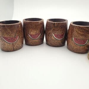 Mixed Napkin Rings Lot of 10 Wood Metal Watermelon Tablescape Decor Vintage